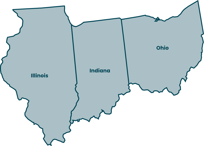 Illinois, Indiana, and Ohio